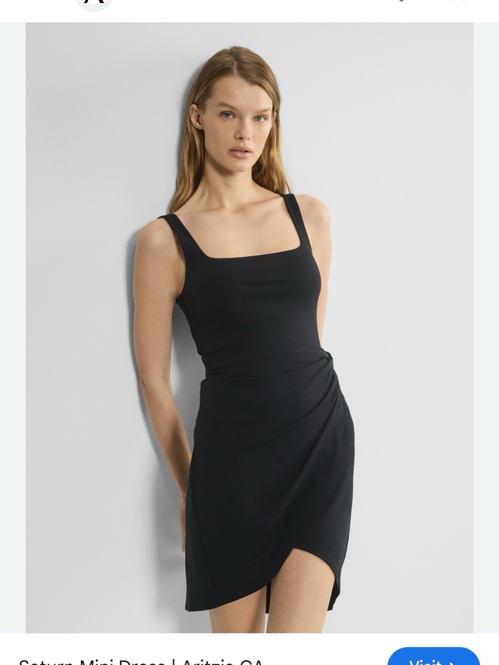 Wilfred Black Square-Neck Wrap Mini Dress